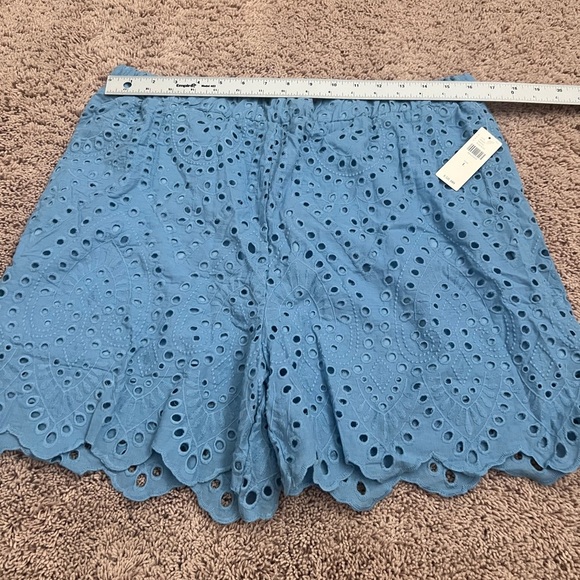 NWT new large Anthropologie ett:twa eyelet shorts blue elastic waist lace - Picture 9 of 12